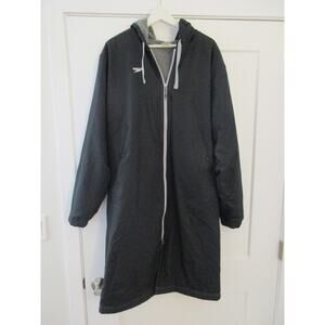 Speedo Unisex Mens Womens Swim Parka Large Black Hood Fleece Lined Knee Length